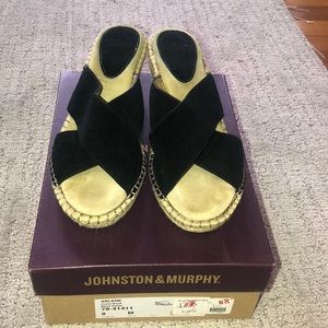 Arlene cross brand black suede wedge